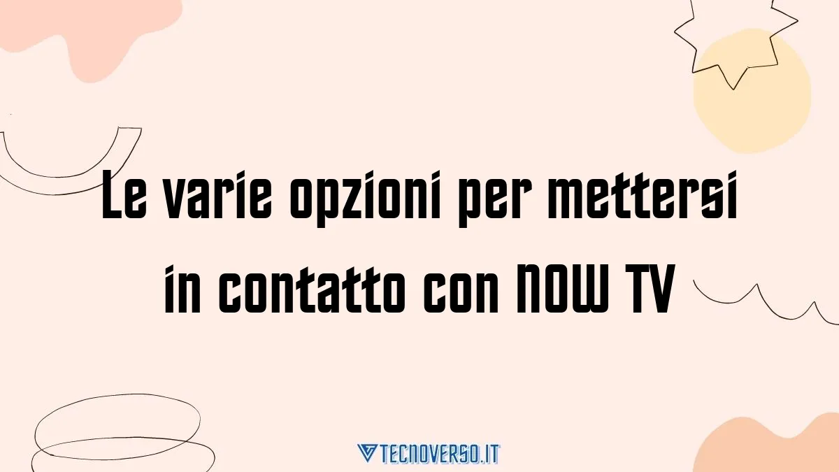 Le varie opzioni per mettersi in contatto con NOW TV