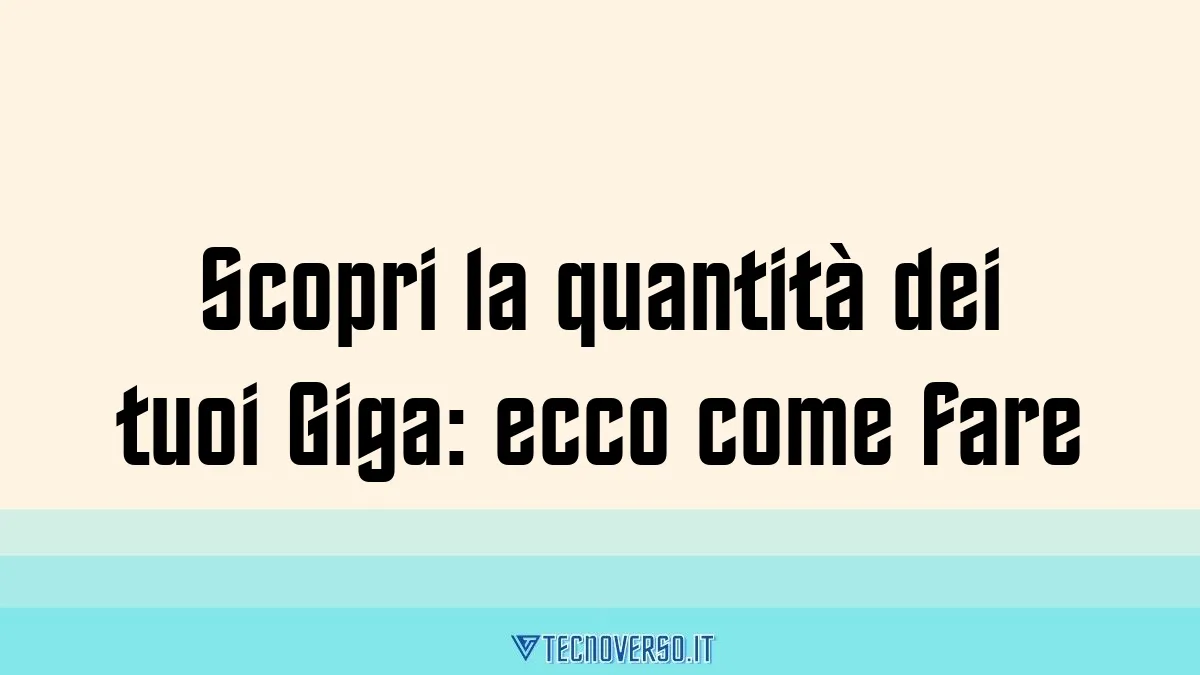 Scopri la quantita dei tuoi Giga ecco come fare